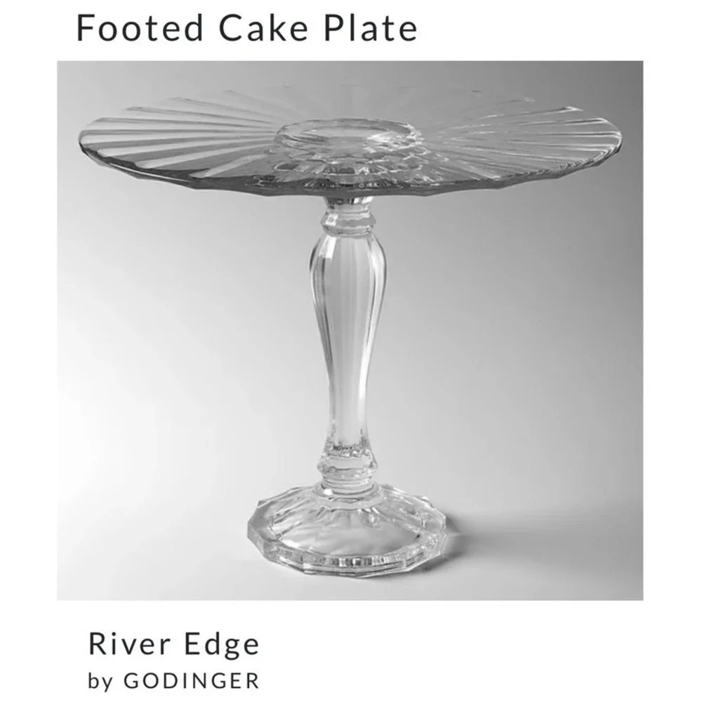 Godinger Shannon River Edge Crystal Cake Pedestal NIB Clear 13